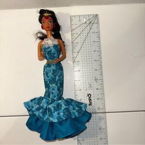 Disney Princess Jasmine Barbie doll in a Blue Floral Mermaid Dress 12”